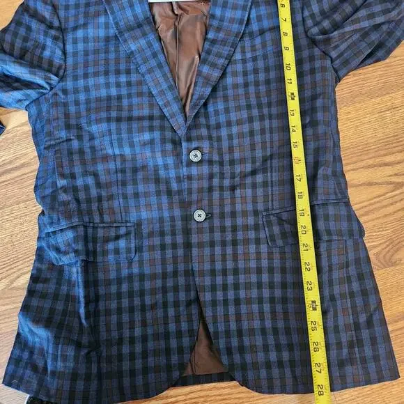 Isaia Blue Check Wool Sport Coat 44R (Eu 54) - Picture 7 of 9